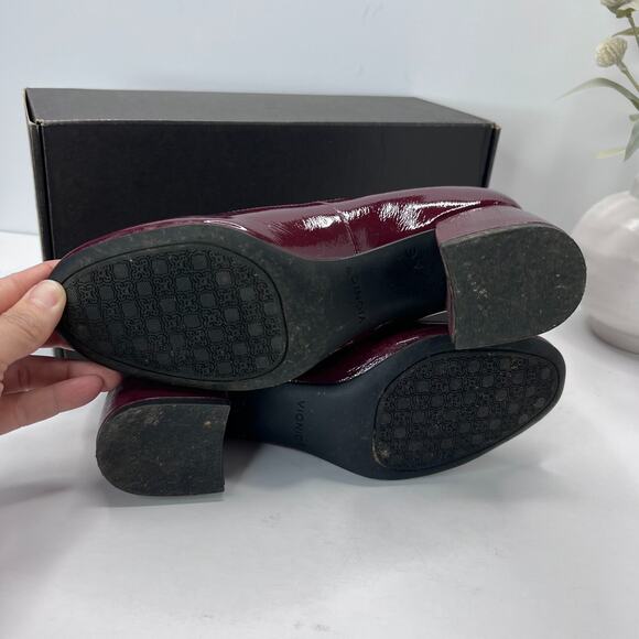 Vionic Carmel Crinkle Patent Leather Slip On Chunky Heel Crimson Women's 8 M NWB - Picture 9 of 12